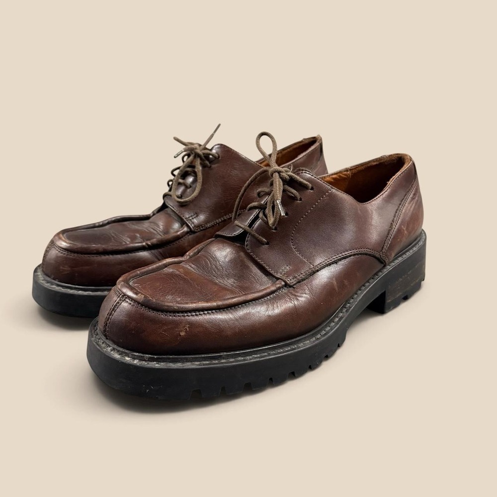 Vintage Banana Republic Brown Leather Lug Sole Oxford Shoes Mens 9.5 Some Wear